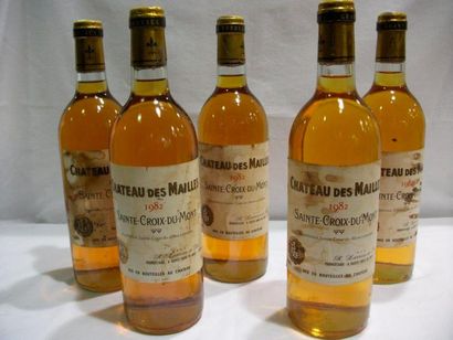 null 5 bouteilles de Sainte Croix du Mont, Château des Mailles, 1979 (LB, léger ...