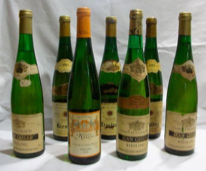 null Lot de 7 bouteilles de vins d'Alsace : 3 bouteilles de Riesling Les Maîtres...