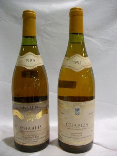 null 2 bouteilles de Chablis : Louis Page 1991 et Labouré-Roi 1989. (es)