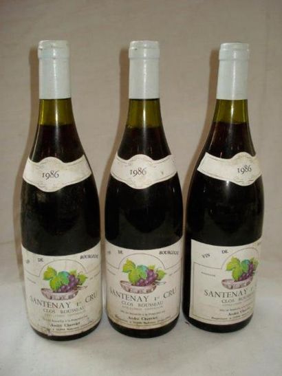 null 3 bouteilles de Santenay, 1986, 1° cru Clos Rousseau, Cherrier. (els)