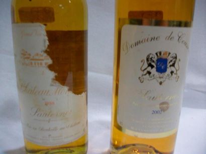 null Lot de deux bouteilles de Sauternes : Domaine de Cousseres 2002 et Château Monteils...