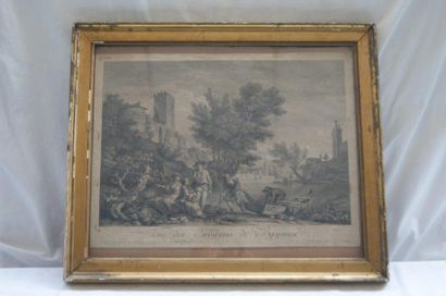 null D'après Joseph VERNET "Vue des environs de Bayonne" Gravure en noir. XVIIIe....