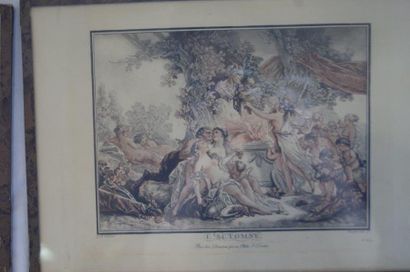 null D'après JB Huet, par Demarteau, Série de 4 gravures, figurant les Saisons. 18...