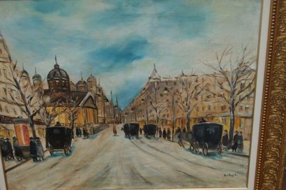null Antal BERKES (1874-1938) "Vue de Budapest" Huile sur toile. Signée en bas à...