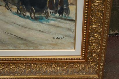 null Antal BERKES (1874-1938) "Vue de Budapest" Huile sur toile. Signée en bas à...