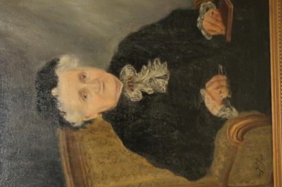 null SEILLON "Portrait de vielle dame" Huile sur toile, signée en bas à gauche, daté...