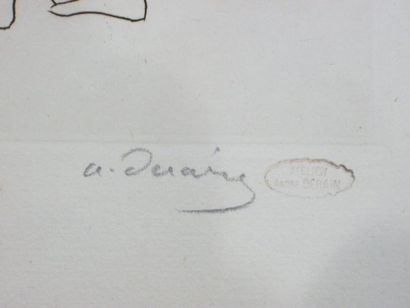 null André DERAIN (1880-1954) "Conversation" Burin, signé au crayon, marqué "BAT"...