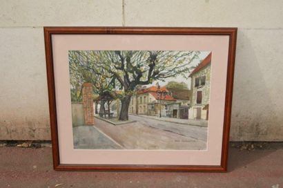 null GROZDANOVITCH André (1912-1997) "Ruelle" Aquarelle. 43 x 59 cm Encadrée sous...