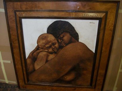 null FRYDMAN Maurice (1928) "Maternité" Huile sur panneau. 48 x 46 cm cadre en b...