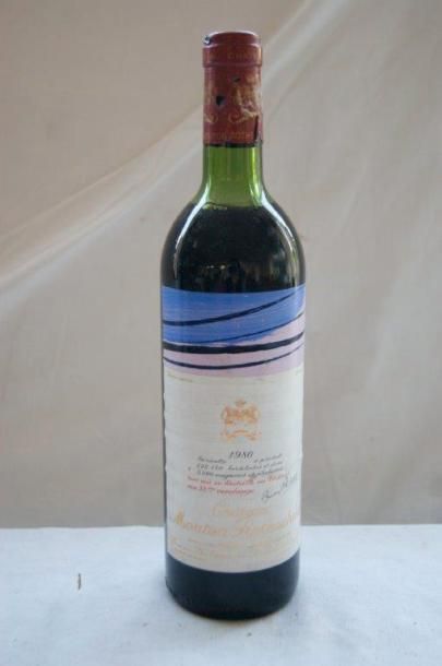 null 1 bouteille de Château Mouton Rothschild, 1980 (B, capsule abîmée)