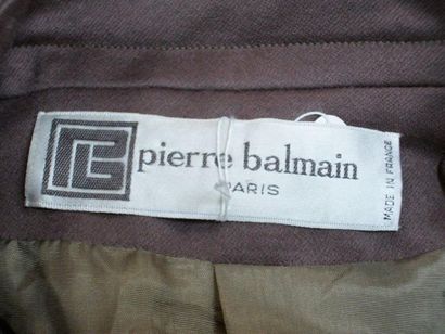 null Pierre BALMAIN Taillon jupe en laine couleur taupe. T.40. BE