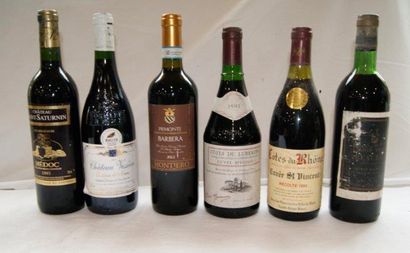 null Lot de 6 bouteilles de vin rouge : Médoc (Château Saint-Saturnin, 1993), Bordeaux...