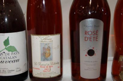 null Lot de 7 bouteilles de vin rosé : Catalogne, Jura, Alsace, Bergerac, Camargue,...