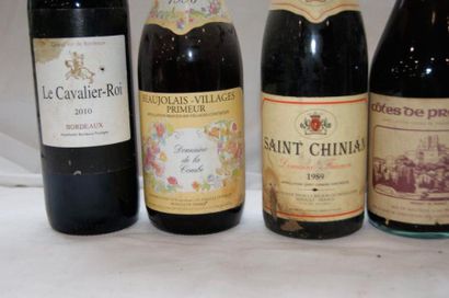 null Lot de 9 bouteilles de vins rouges : Bordeaux, Beaujolais, Provence, Saint Chinian,...