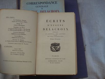 null Lot de 3 livres : "Ecrits d'Eugène Delacroix" (Plon, 1942), "Correspondance...