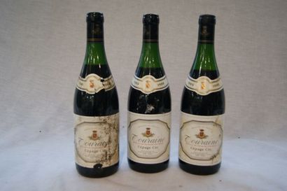 null 3 bouteilles de vin de Tourraine, Cépage Côt, 1989. (1esa, B)