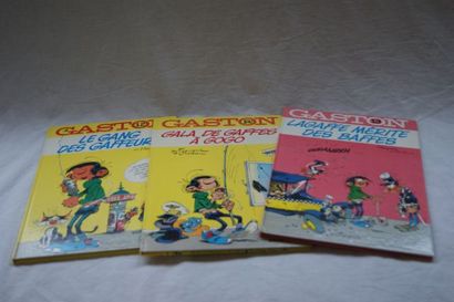 null GASTON Lot de 3 bandes dessinées, Dupuis : "Le Gang des Gaffeurs" (1976), "Gala...