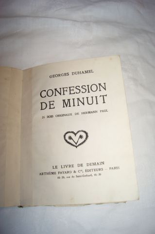 null Georges DUHAMEL "Confessions de minuit" Illustré de bois originaux de Hermann...
