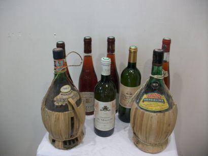null Lot de neuf bouteilles de vins divers : 4 bouteilles de Tavel (2003 et 1973),...