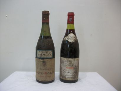 null Lot de 2 bouteilles de Bourgogne : 1 de Côte Rotie (1957 ?), et 1 de St Joseph,...