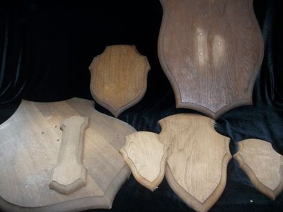null Lot de 7 plaques en bois naturel. 23 - 79 cm