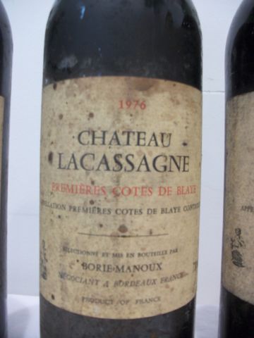 null 3 bouteilles de Premières Côtes de Blaye, Château Lacassagne (1976), (es, B...