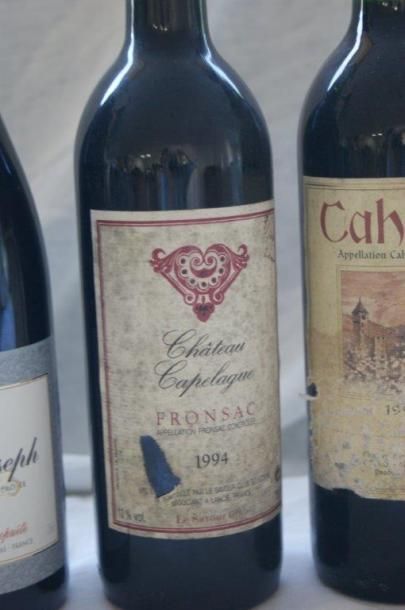 null Lot de 6 bouteilles de vins rouges : Cahors 1997, Saint Joseph 1997, Moulin-à-Vent...