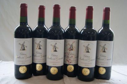 null 6 bouteilles de Bordeaux, Château Moulin de la Gravette, 2014.