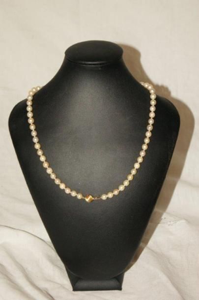 null Collier en perles de culture, fermoir en or jaune. Long.: 49 cm