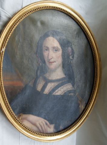 null Eugène MATHIEU (1812-?) Portrait de Mme Léozon Le Duc. Daté 1856. Huile sur...