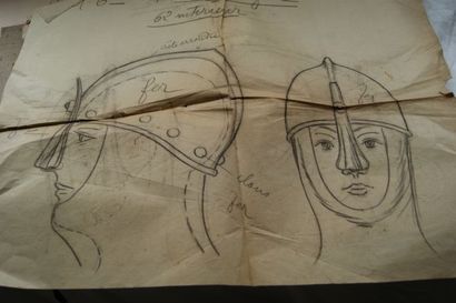 null Lot de croquis au lavis et à la mine de plomb, figurant essentiellement des...