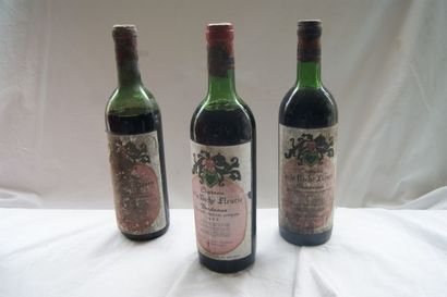 null 3 Bouteilles de Bordeaux De la Roche Fleurie, 1972.Esa , b et lb