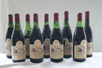 null 9 bouteilles de SAUMUR CHAMPIGNY clos des cordeliers , 1976. 73 cm . Lb ( esa...