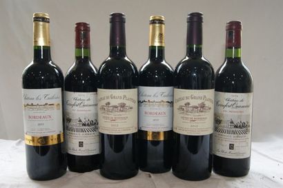 null Lot de 6 bouteilles de Bordeaux : 2 château de Terrefor-Quancar 1979, Château...