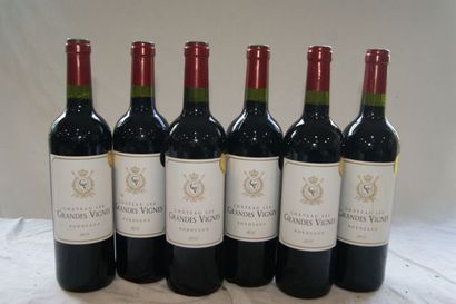 null 6 bouteilles de Bordeaux, château Les Grandes Vignes, 2014. CBO (ouverte)