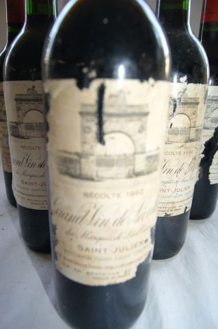 null 6 bouteilles de Grand Vin de Leoville Marquis de Las Cases, Saint Julien, 1992....