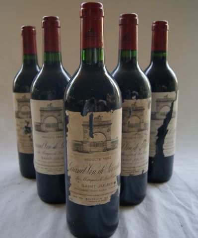 null 6 bouteilles de Grand Vin de Leoville Marquis de Las Cases, Saint Julien, 1992....