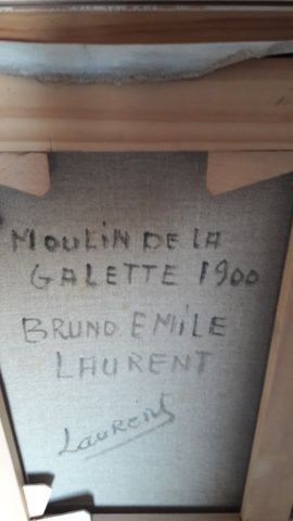 null LAURENT Bruno Émile (1928) "Le Moulin de la Galette" Huile sur toile. 46 x 55...