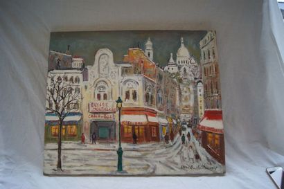 null Bruno Emile LAURENT (1928-) "Bd Rochechouart - Elysées Montmartre" Huile sur...
