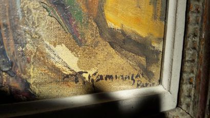 null Tadashi Kaminagai (1899-1982) "Montmartre" Huile sur toile. SBD, contresignée,...