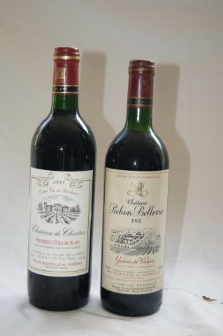 null Lot de deux bouteilles : 1 de Premières Cotes de Blaye, Château de Chartres,...