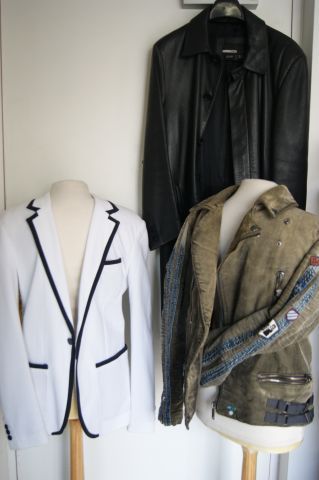 null Lot de vêtements pour homme : une veste Zara Man taille 40, un manteau en cuir...