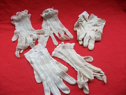 null Lot de paires de gants T .6 à 6 ¾ comprenant une paire de gants en cuir ( usures)...