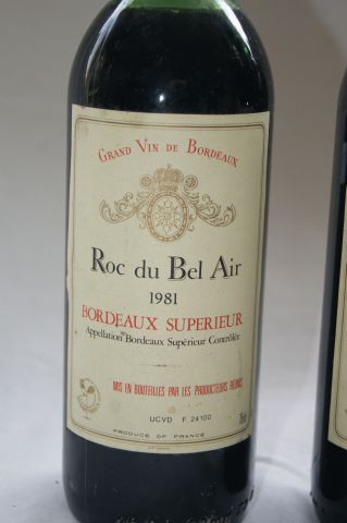 null 2 bouteilles de Bordeaux, Roc du Belair, 1981.