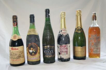 null Lot de 6 bouteilles : 1 de Côteau du Languedoc Picpoul de Pinet 1996, 1 de Faustino...