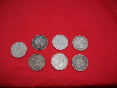 null Lot de pièces en argent : 1 de 5 francs 1833, 2 de 5 francs Hercule (1873 et...