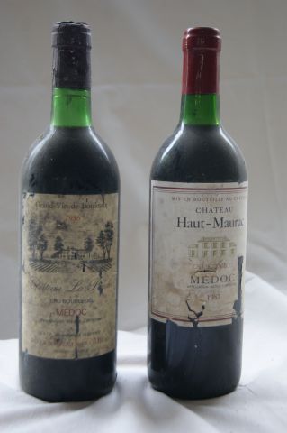 null Lot de 2 bouteilles de Médoc : 1 de Château Haut-Maurac 1987, 1 de Château La...
