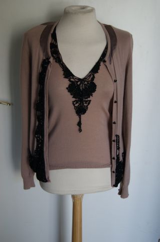 null Christian LACROIX Ensemble top et gilet en laine et soie. Taille S et M.