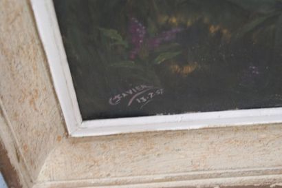 null FAVIER Cecile " Paysage bord de mer" , huile sur toile signé en bas à droite...
