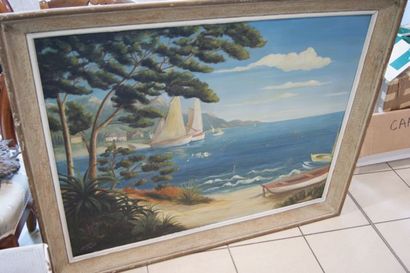 null FAVIER Cecile " Paysage bord de mer" , huile sur toile signé en bas à droite...